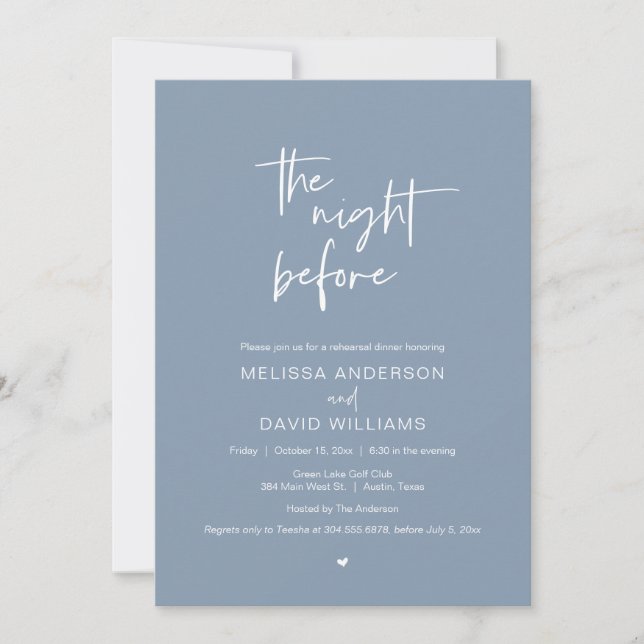 Modern Rehearsal Dinner Party, The night before Invitation (Front)