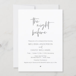 Modern Rehearsal Dinner Party, The night before Invitation