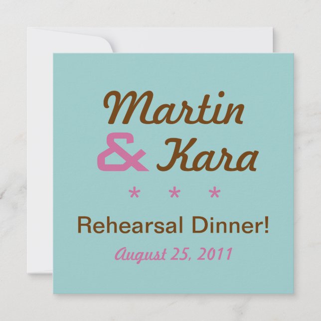 Modern Rehearsal Dinner Square Invitation (Blue) (Front)