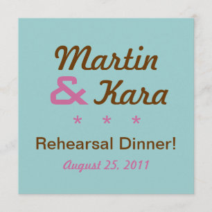 Modern Rehearsal Dinner Square Invitation (Blue)
