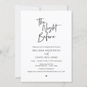 Modern Rehearsal Dinner, The night before Invitation