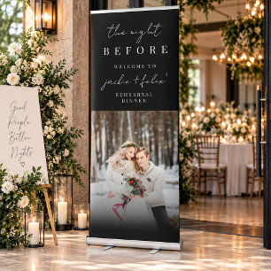 Modern Rehearsal Dinner Welcome Sign Stand Banner