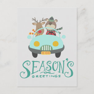 Modern Reindeer & Bear Holiday Card