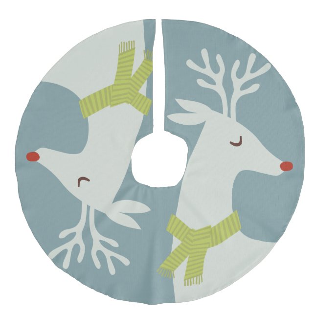 Modern Reindeer Christmas Tree Skirt (Front)
