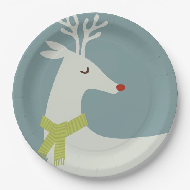 Modern Reindeer Holiday Plates (Front)