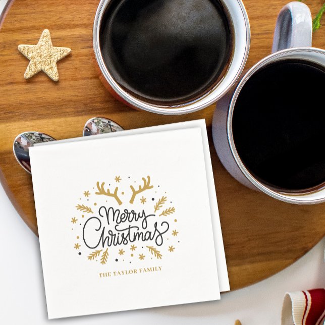 Modern Reindeer Merry Christmas Party Napkin (Modern Reindeer Merry Christmas Party Napkins)