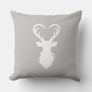 Modern reindeer silhouette on silver grey cushion