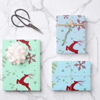 Modern Reindeer & Snowflake Gift Wrap Set