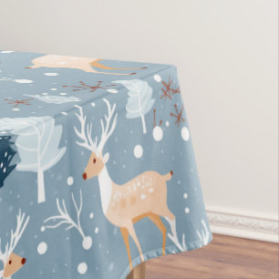 Modern Reindeer Snowflake Pastel Elegant Cute Tablecloth
