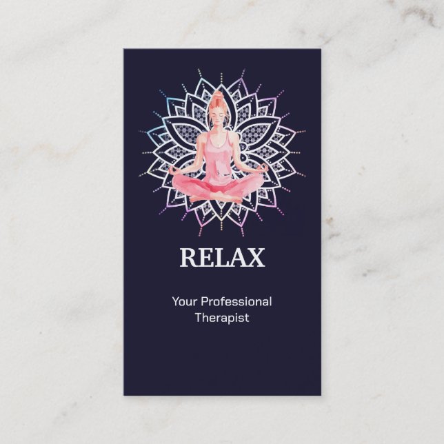 Modern Relax Reiki Master Therapist Chakra Therapy Business Card (Front)
