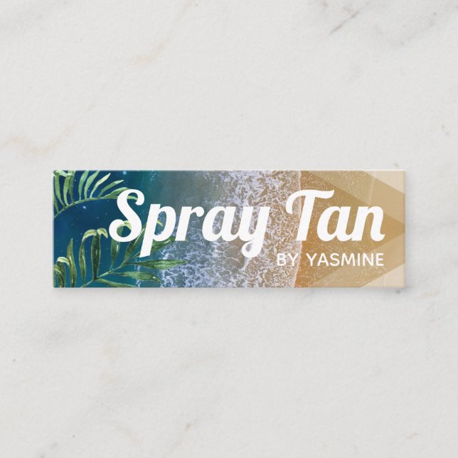 Modern Relaxing Beach Mobile Spray Tan Mini Business Card (Front)