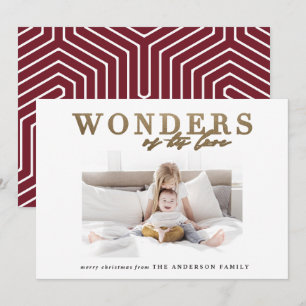 Modern religious chic gold multi photo Christmas Holiday Card