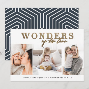 Modern religious chic gold multi photo christmas holiday card