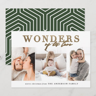 Modern religious chic gold multi photo christmas holiday card