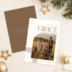 Modern Religious Christian Family Photo Christmas Holiday Card