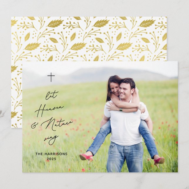 Modern Religious Christmas Heaven & Nature Photo Holiday Card (Front/Back)