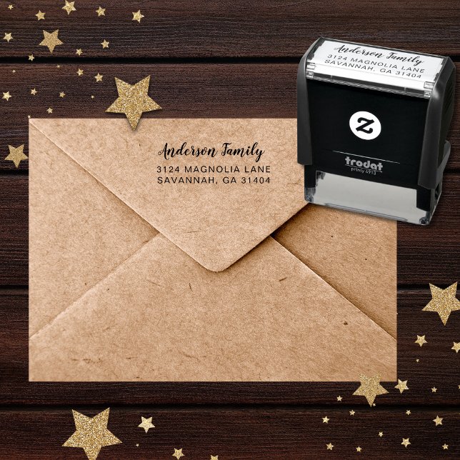 Modern Religious Christmas Return Address Self-inking Stamp (Self-inking return address stamp with calligraphy script font with flourishes)