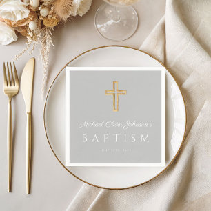 Modern Religious Cross Baptism Napkin