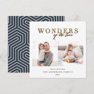 Modern religious gold geometric photo christmas holiday card