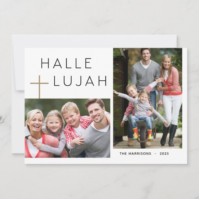 Modern Religious Hallelujah Christmas Photo Card (Front)