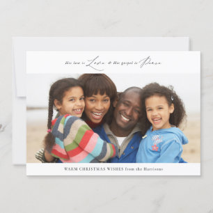 Modern Religious Love & Peace Christmas Photo Card