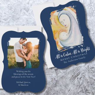 Modern Religious Madonna and Child Family Photo Holiday Card