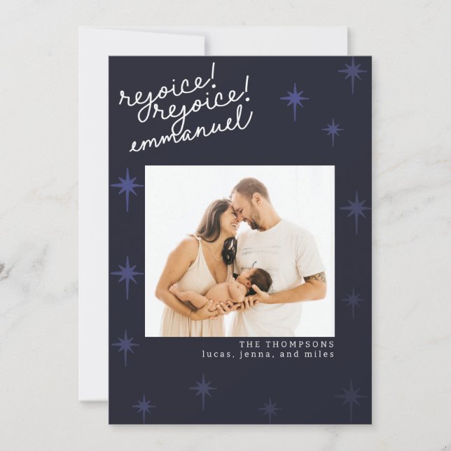 Modern Religious North Star Christmas Photo Card (Front)
