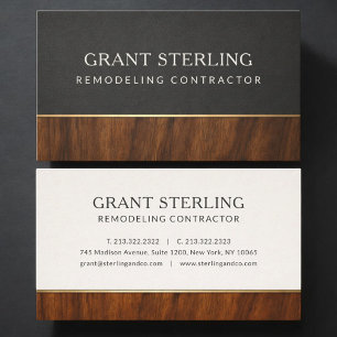 Modern Remodeling Contractor Wood Professional Business Card