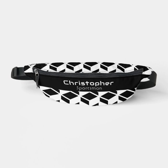 Modern Repeat Pattern Black White Bum Bags (Front)
