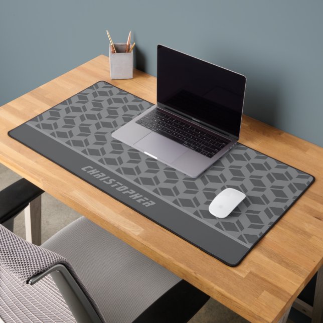 Modern Repeat Pattern Grey Desk Mat (Office 2)