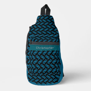 Modern Repeat Pattern Teal Black Sling Bag