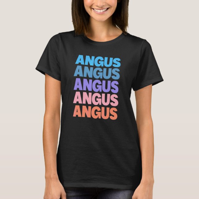 Modern Repeated Text Angus T-Shirt (Front)