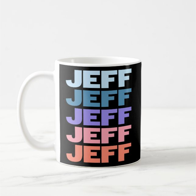 Modern Repeated Text Jeff Coffee Mug (Left)