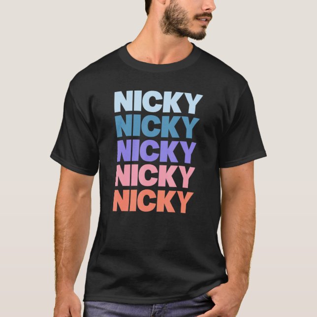 Modern Repeated Text Nicky T-Shirt (Front)