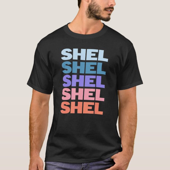 Modern Repeated Text Shel T-Shirt (Front)
