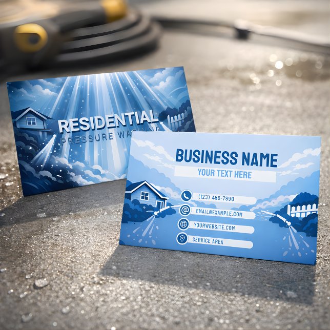 Modern Residential Pressure Washing Mist Glow Business Card (Creator Uploaded)