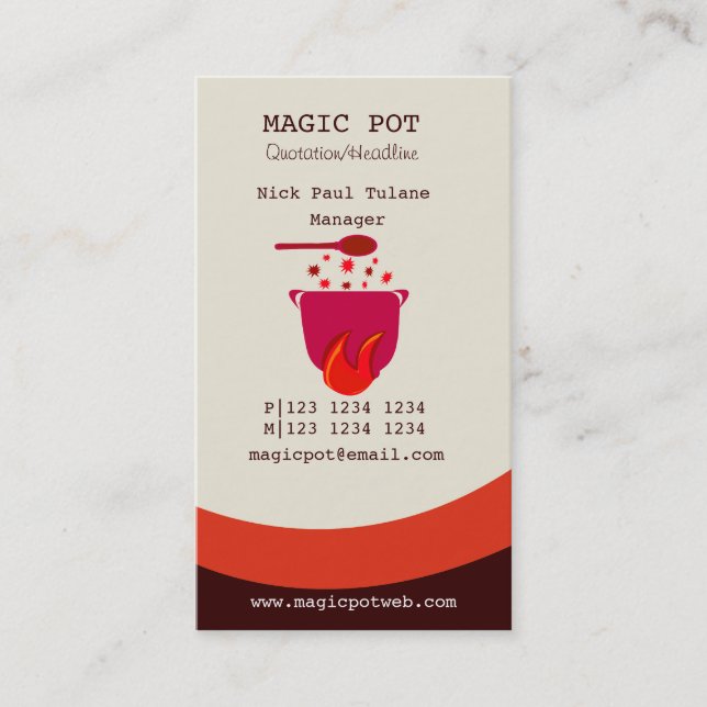 Modern Restaurant Cook Hot Simmering Pot Chef Business Card (Front)