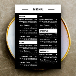 Modern Restaurant Food Drinks Menu Price List