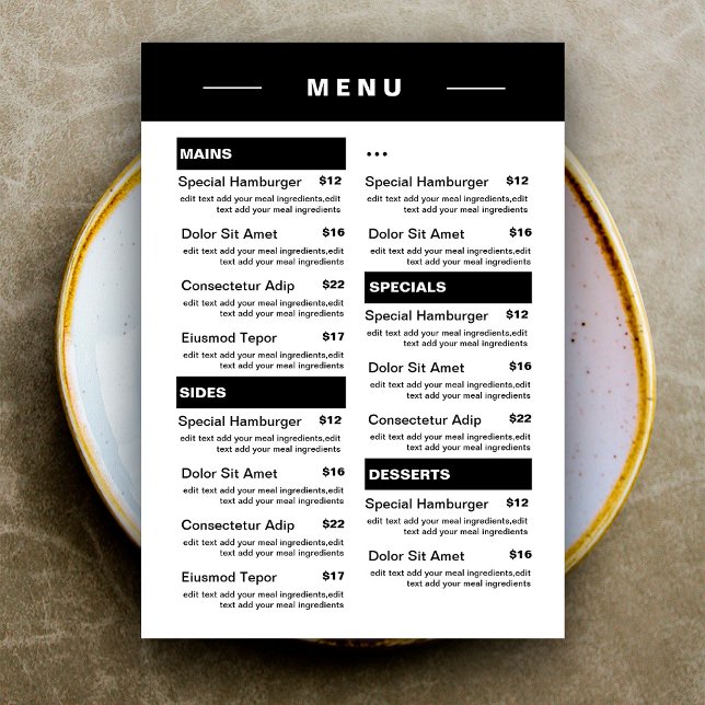 Modern Restaurant Food Drinks Menu | Price List (Creator Uploaded)