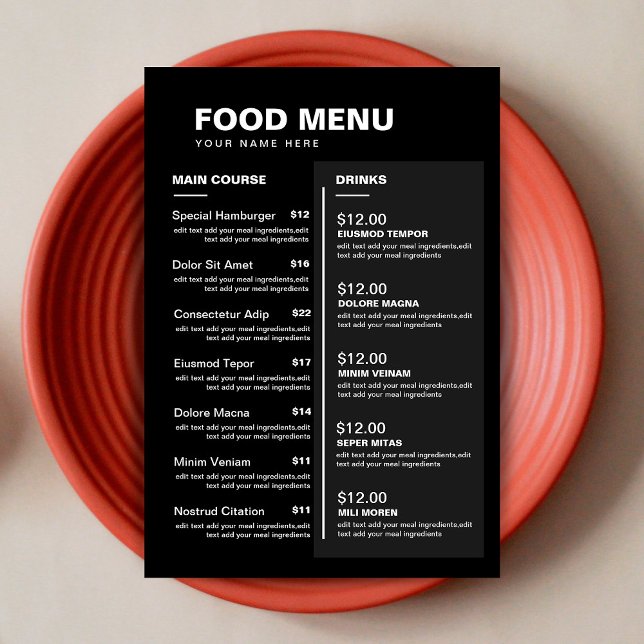 Modern Restaurant Food Drinks Menu | Price List (Creator Uploaded)