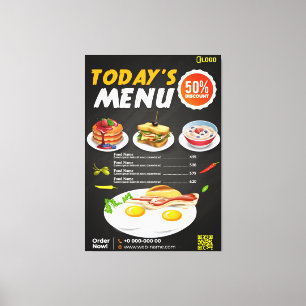 Modern Restaurant Menu Canvas Print