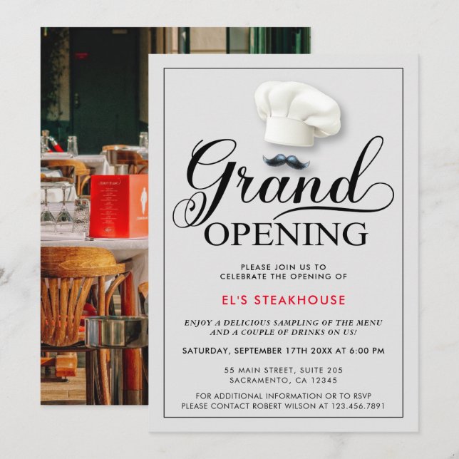 Modern Restaurant Opening Invitation (Front/Back)