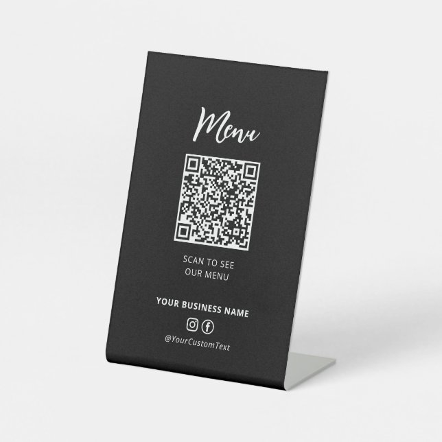Modern Restaurants Menu QR code Social Media Sign (Front)
