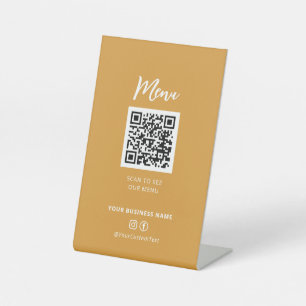 Modern Restaurants Menu QR code Social Media Sign