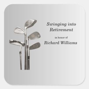 Modern Retirement Golf Sport Golfclubs Square Sticker