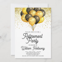 Modern Retirement Party Gold Black Balloons 