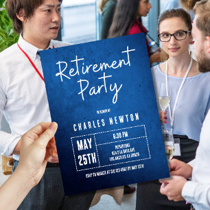 Modern Retirement Party Invitation Blue Gradient