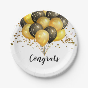 Modern Retirement Party White And Gold Paper Plate
