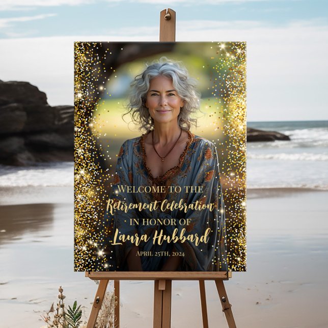 Modern retirement photo welcome sign (Creator Uploaded)
