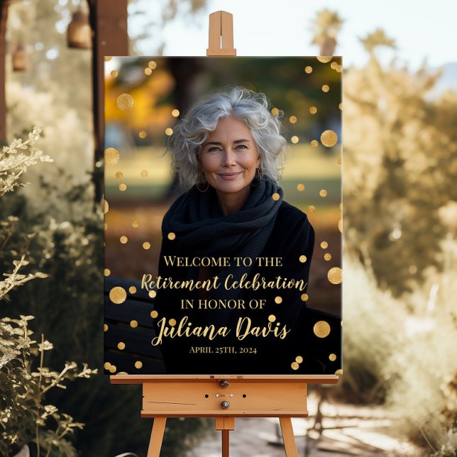 Modern retirement welcome sign with photo (Creator Uploaded)
